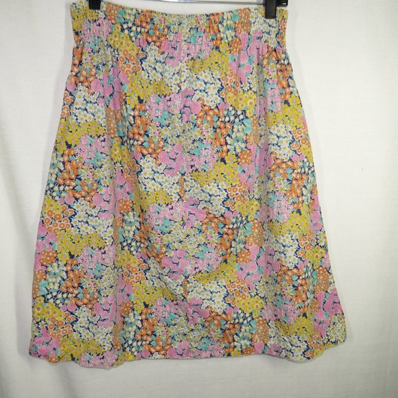 Women's Size Large Floral Retro A-Line Knee Length Skirt, Pockets - Picture 8 of 10